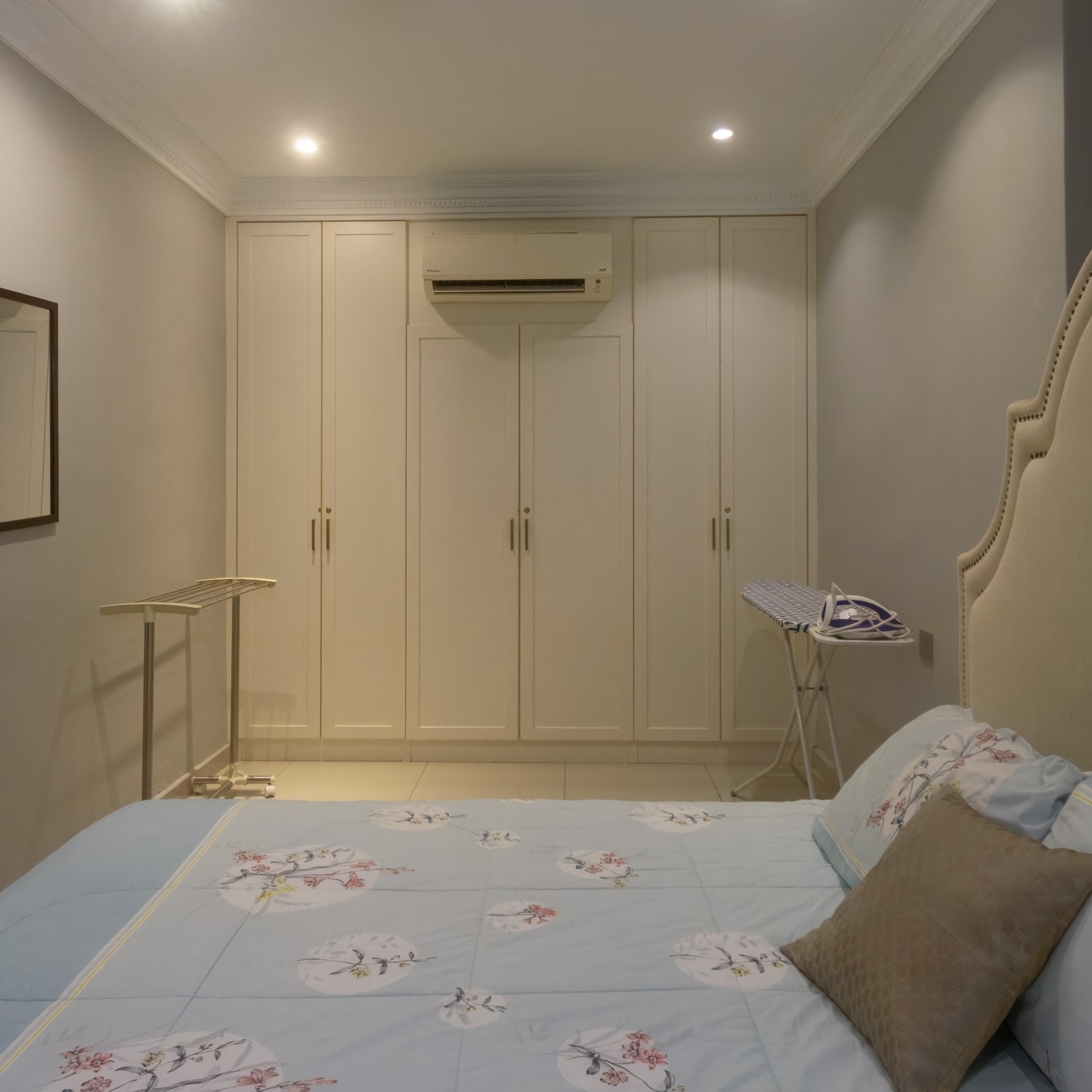 Colour palette — antique white, off-white, one bold accent